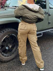 Multi-Pocket Cargo Pants - Khaki - View 2
