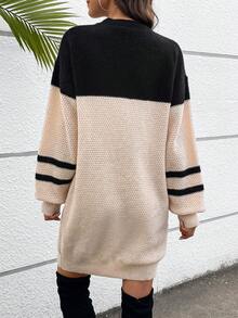 SHEIN Frenchy Của phụ nữ Khối màu Áo len dệt kim Đầm - Nhiều màu - Xem 2