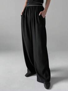Dazy Tall Sepa Cómo Unir Pantalones De Pierna Ancha - Negro - Ver 5