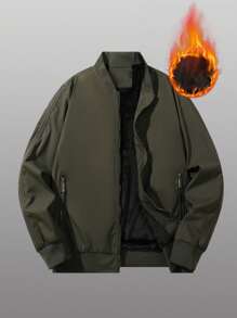 Men Zip Up Thermal Lined Bomber Jacket