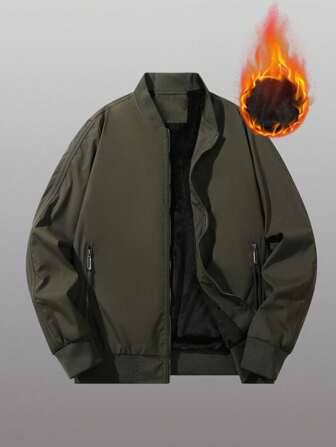 Men Zip Up Thermal Lined Bomber Jacket