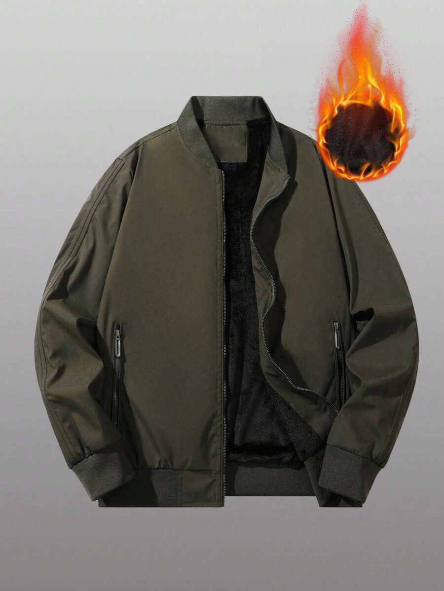 Men Zip Up Thermal Lined Bomber Jacket