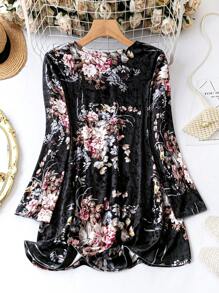 SHEIN LUNE Plus Floral Print Open Front Coat - Multicolor - View 2