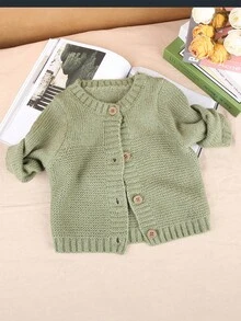 Toddler Girls' Casual Button-front Cardigan - Green - View 5