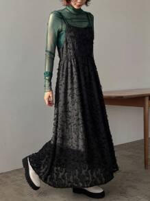 FRIFUL Women's Mesh Spaghetti Strap Dress - Black - View 6