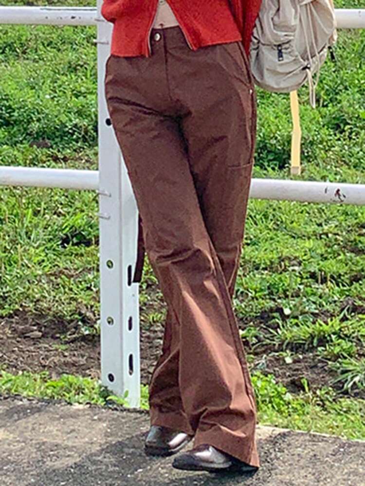 Solid Slant Pocket Pants