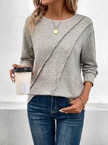 SHEIN LUNE Thả vai Áo thun - Màu be - Xem 5