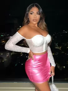 SHEIN SXY High Waist Bodycon Skirt - Pink - View 5