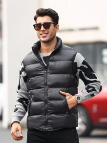 Manfinity Homme 男士棉襯背心 - 黑色 - 查看 3