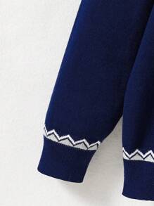 Con trai Đúng mốt Và Duy nhất Hòn đảo Công bằng Phong cách Áo len Mở Áo len - Màu xanh hải quân - Xem 5