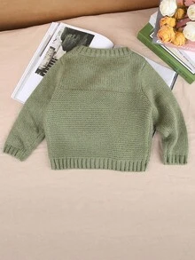 Toddler Girls' Casual Button-front Cardigan - Green - View 2
