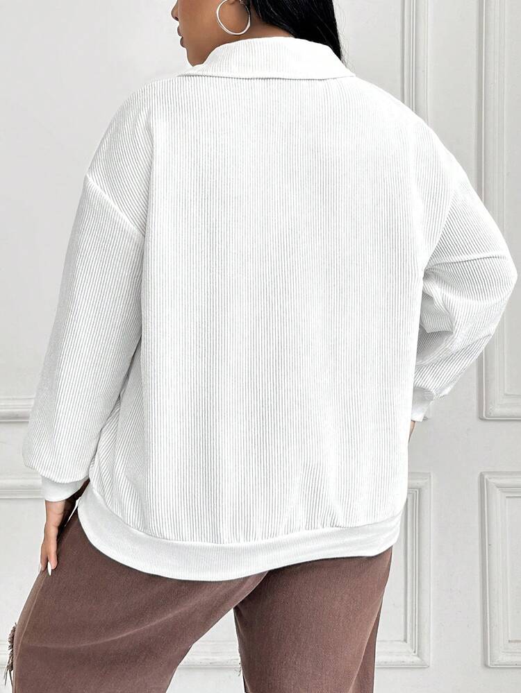 Plus Letter Graphic Drop Shoulder Sweatshirt