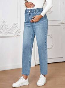 SHEIN Maternity Straight Leg Jeans - Light Wash - View 3
