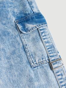 SHEIN Teen Girl Side Double Pocket Denim Jeans Suitable For Daily Casual Summer Wear - Light Wash - View 3