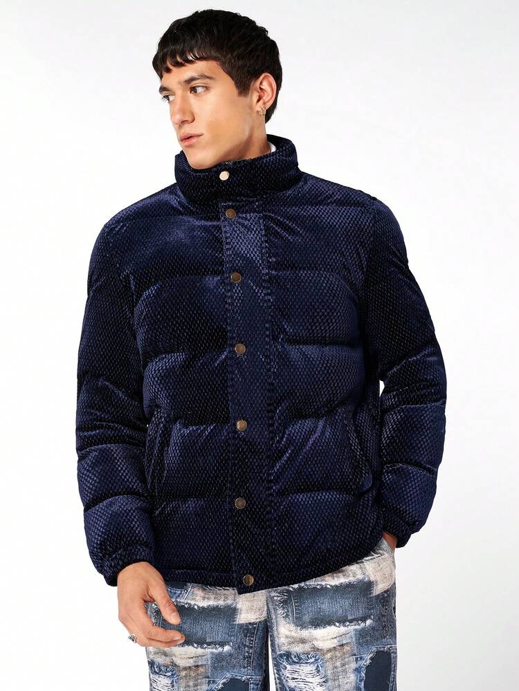 Loose Fit Men's Zipper Front Padded Coat