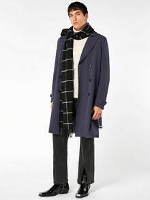 GENTILAND 男式纯色双排扣系带风衣