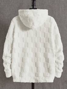 Manfinity BRENVOR Men Letter Embroidery Drawstring Flannel Hoodie, For Fall Winter