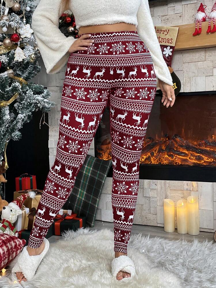 Plus Size Christmas Print Leggings