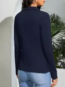 SHEIN Essnce 女性前拉鍊夾克 - 藏蓝色 - 查看 2