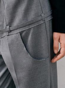 Anewsta 純色直筒褲 - 灰色 - 查看 7