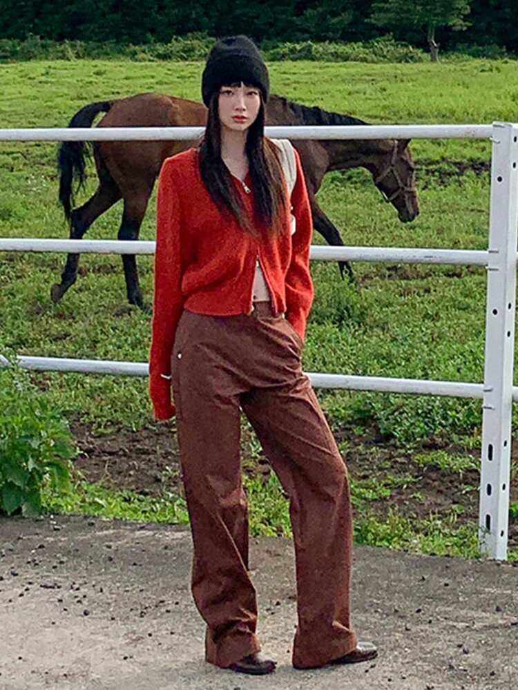 Solid Slant Pocket Pants