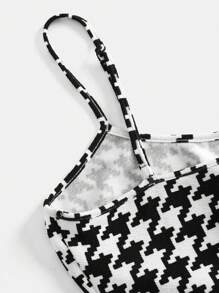 SHEIN Maternity Houndstooth Dress And Jacket Two-piece Set - Black and White - View 7