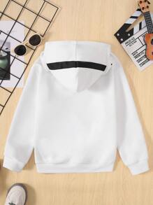 SHEIN 青少年男孩字母拼接细节卫衣 - 白色 - 查看 2