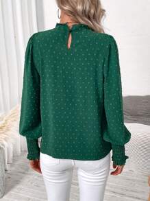 SHEIN Clasi 領口褶細節襯衫 - 墨綠色 - 查看 2