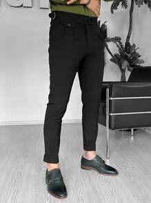 Manfinity Mode Chi tiết D-ring Và Xếp li Thiết kế Quần bó sát - màu đen - Xem 4