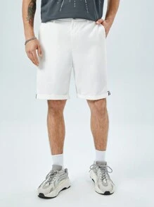 Manfinity VCAY 男士反摺褲腳短褲 - 白色 - 查看 3