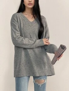 Loose-fit Slimming Women's Sweater - Grey - View 3