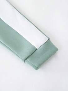 SHEIN Young Boy Colorblock Hooded Sweatshirt And Pants Set Chic Outfits For Autumn/Winter - Green - View 4