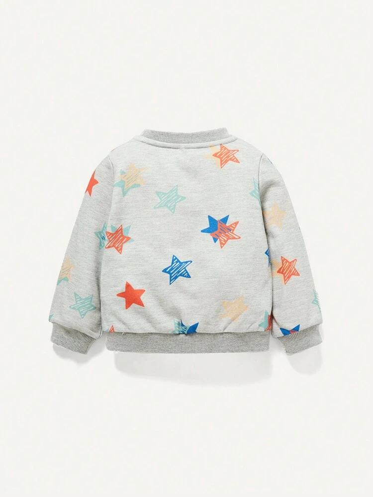 Baby Boy 2pcs Slogan & Star Print Pullover