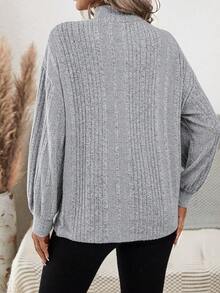 SHEIN LUNE Cổ giả Áo thun Thả vai - Màu Xám nhạt - Xem 2