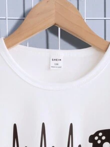 SHEIN Bé trai tuổi teen Chơi game Bộ điều khiển Áo thun - trắng - Xem 3