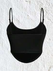 SHEIN EZwear Letter Patched Bandana Hem Cami Top - Black - View 2