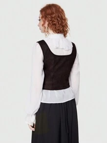 ROMWE Avant Quý cô Màu thuần Dây đeo Áo ba lỗ - màu nâu - Xem 4