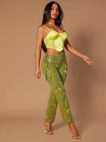 SHEIN SXY Tie Side Sequin Pants - Multicolor - View 4