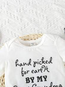 嬰兒男童口號圖形連體衣 - 白色 - 查看 3