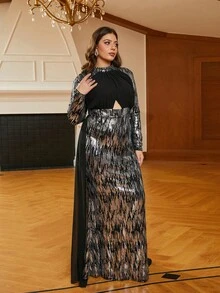 seomiscky Women's Plus Size Backless Evening Dress - Black - View 7