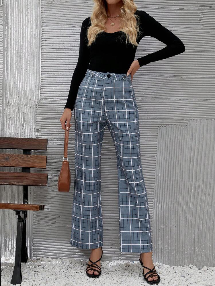 Women's Plaid Pattern Long Pants Fall Cloth For Women