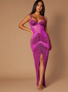 SHEIN SXY Split Thigh Lace Cami Dress