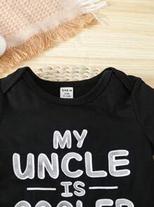 Baby Boy Letter Printed Bodysuit - Black - View 6