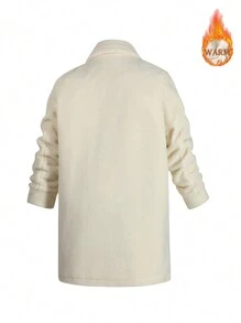 Manfinity Homme Men's Single Breasted Thickened Coat - Beige - View 2