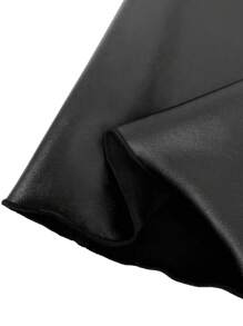 SHEIN ICON Plus PU Leather Tube Top & Flare Leg Pants - Black - View 3