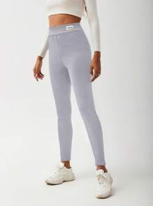 SHEIN LUNE Leggings térmicos con parche de letra
