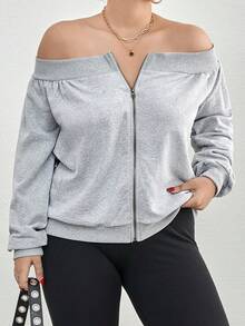 RueChic 大尺碼衛衣 - 灰色 - 查看 5