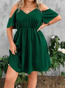 SHEIN LUNE Vestido de verano con hombros recortados para tallas grandes