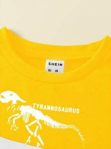 Baby Boy Dinosaur Print Colorblock Sweatshirt & Sweatpants - Yellow - View 7