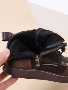 Giày bốt cổ ngắn phong cách retro thời trang trẻ em Anh quốc mùa thu đông - màu nâu - Xem 6